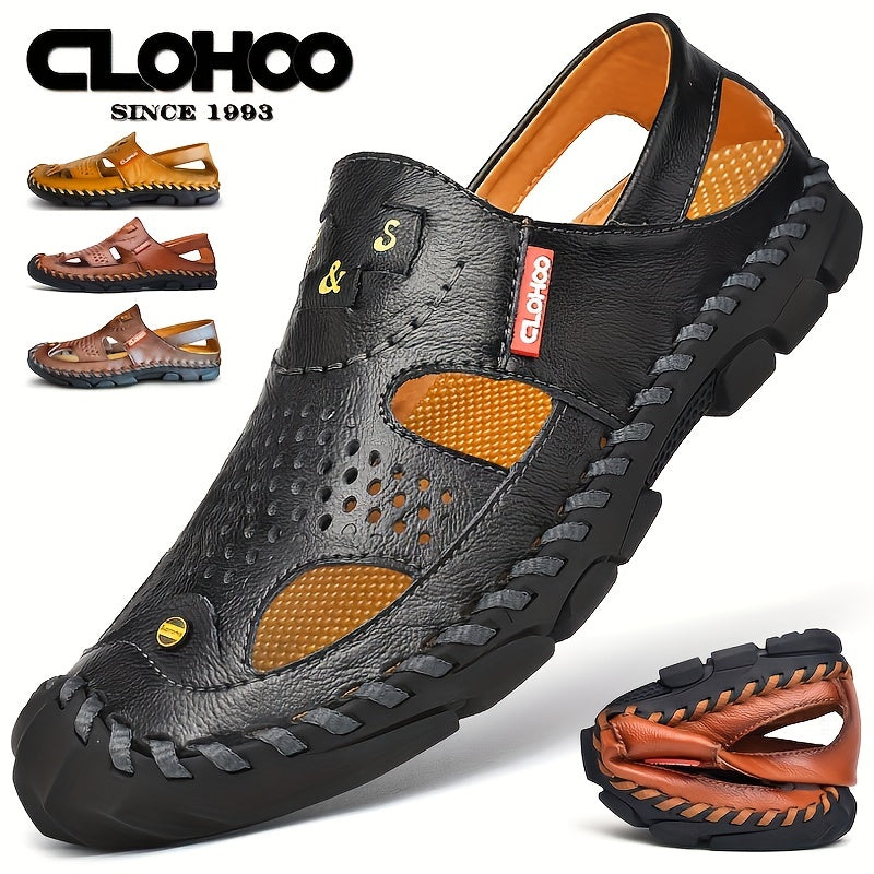 Aldric Voss® Delvaro — men's leather sandal in Midnight, view 2
