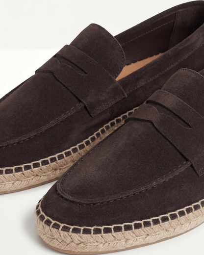 Riviera Espadrille in Coffee, premium leather footwear, product view