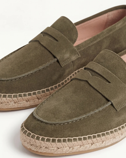 Riviera Espadrille in Olive, premium leather footwear, product view