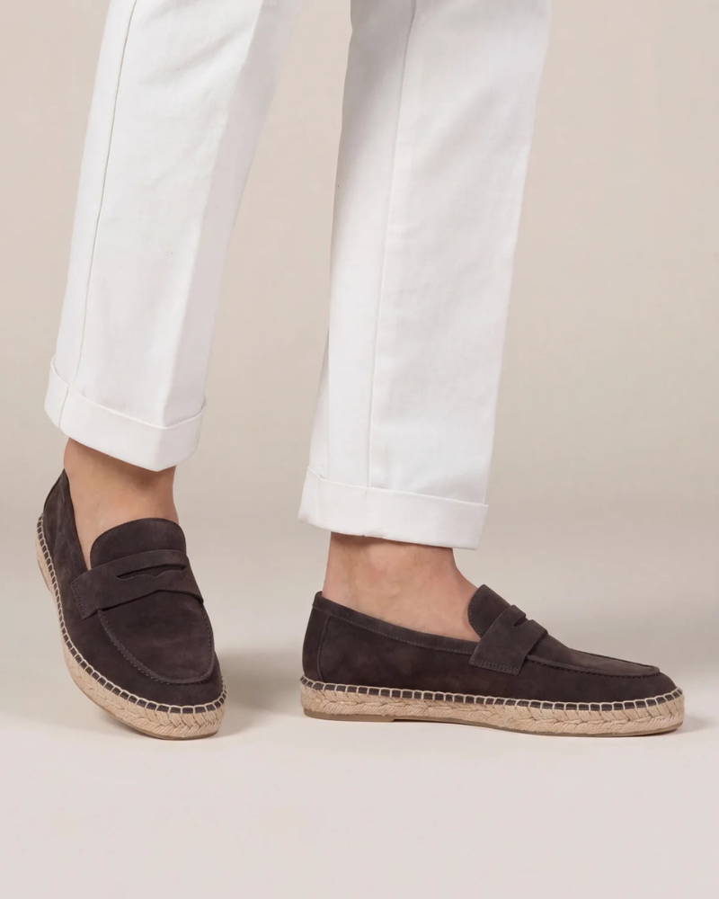 Riviera Espadrille in Coffee, premium leather footwear, product view