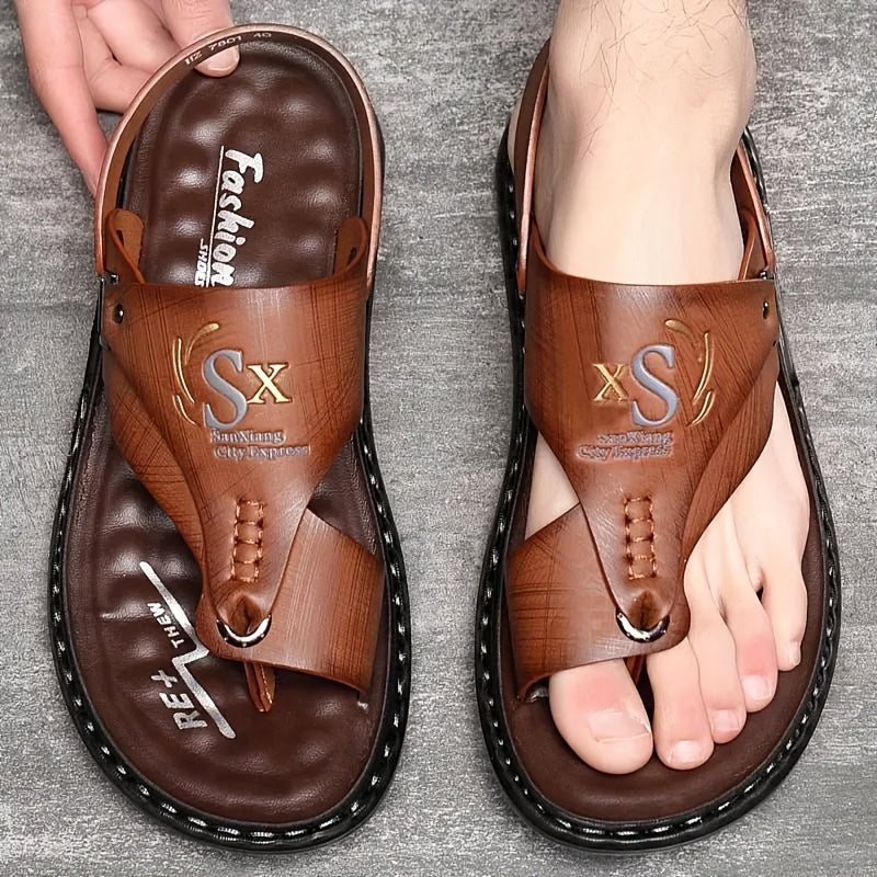 Aldric Voss® Solario — men's leather sandal in Midnight, view 8