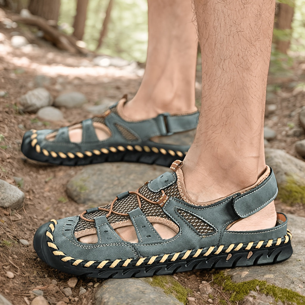Aldric Voss® Kelvano — men's leather sandal in Moss, view 3