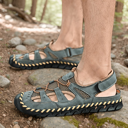 Aldric Voss® Kelvano — men's leather sandal in Moss, view 3