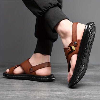 Aldric Voss® Solario — men's leather sandal in Midnight, view 4
