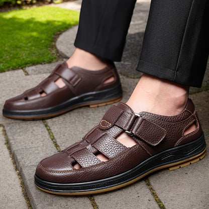 Aldric Voss® Solento — men's leather sandal in Classic Walnut, view 1