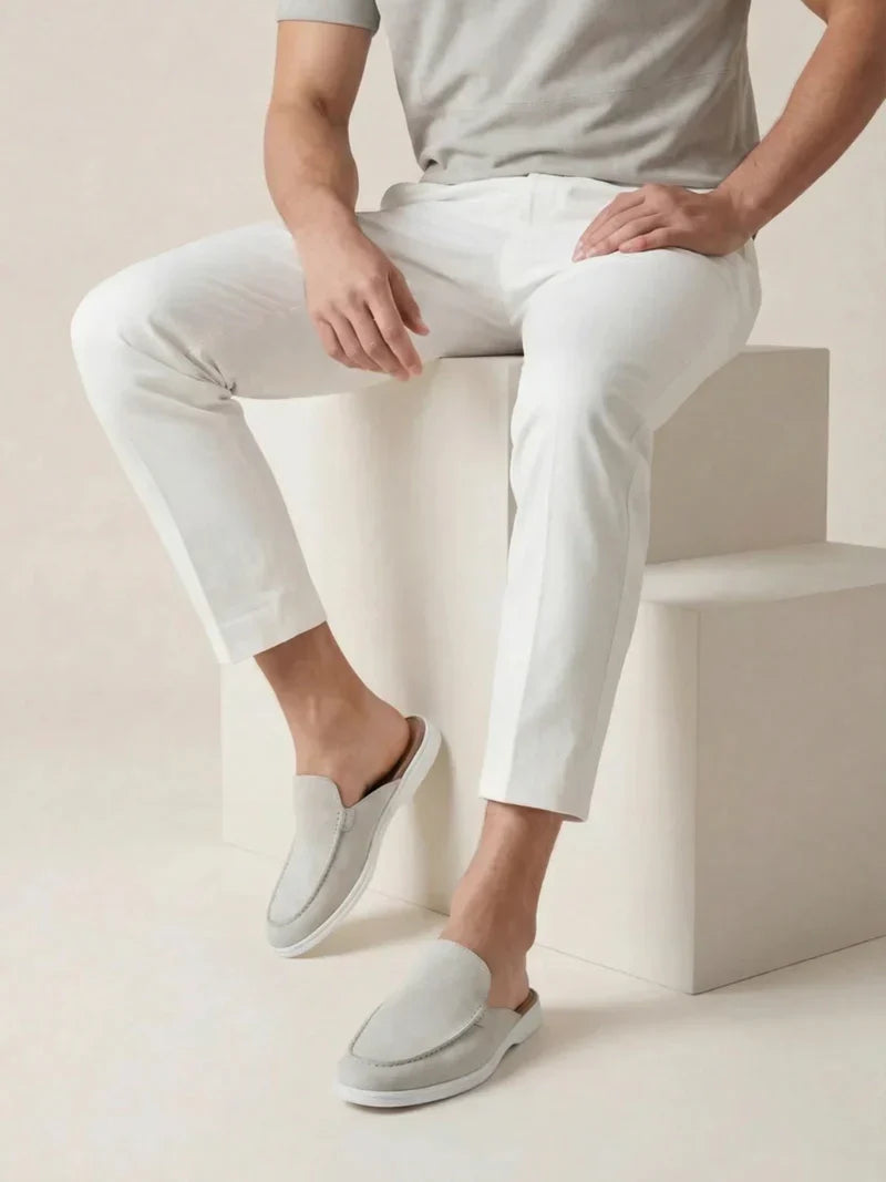 Yacht Mule in Ivory, premium leather footwear, product view