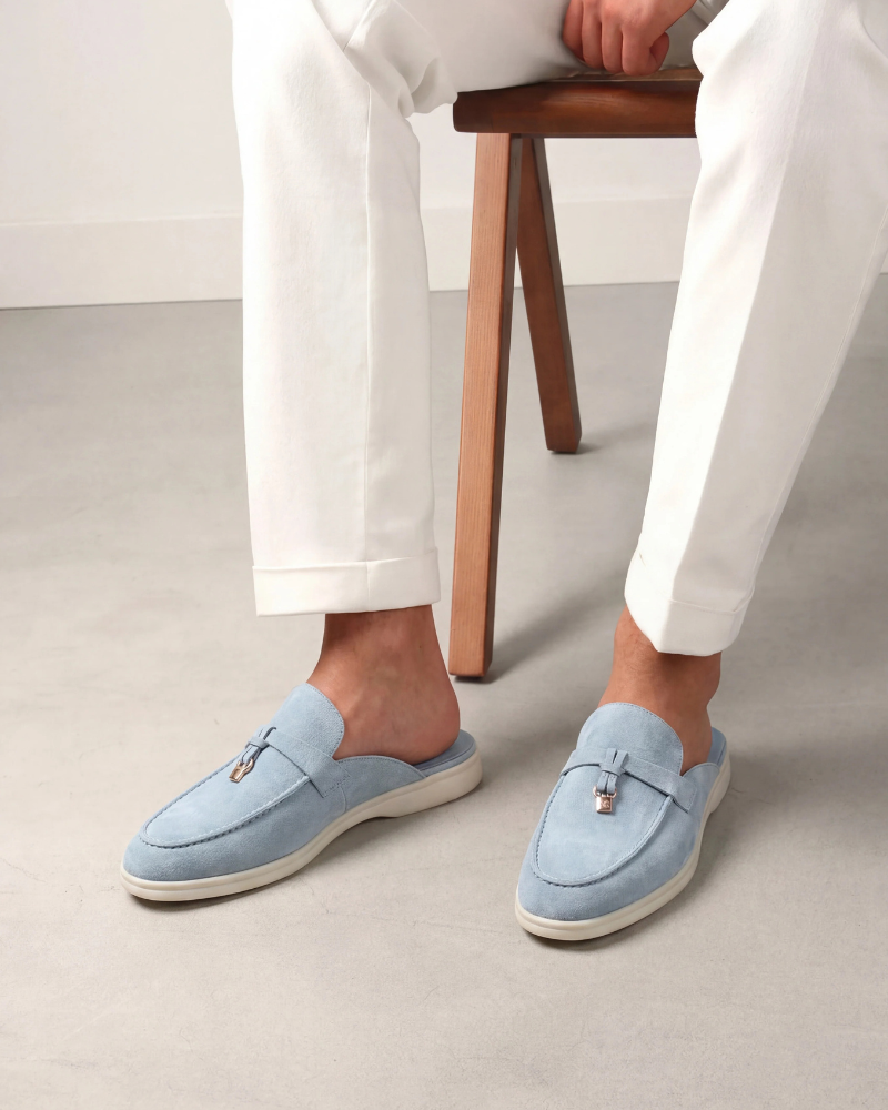 Mediterranean Mule in Sky Blue, premium leather footwear, product view