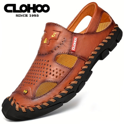 Aldric Voss® Delvaro — men's leather sandal in Tallow, view 3