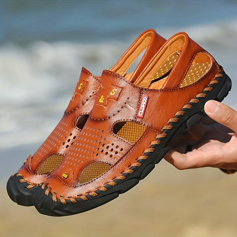 Aldric Voss® Delvaro — men's leather sandal in Mahogany, view 12