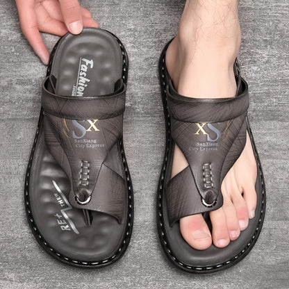Aldric Voss® Solario — men's leather sandal in Smoke, view 6