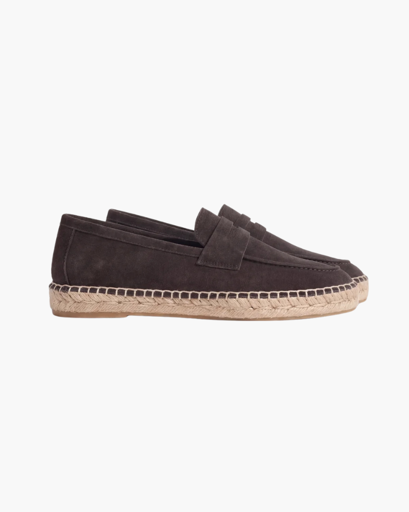 Riviera Espadrille in Coffee, premium leather footwear, product view