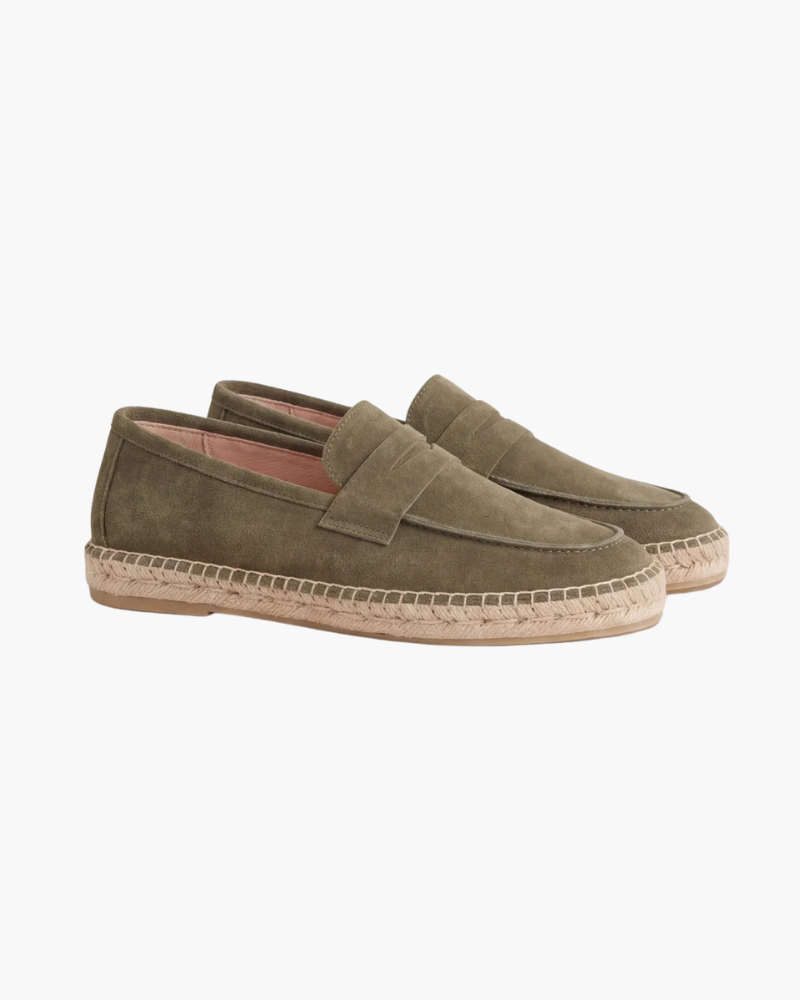 Riviera Espadrille in Olive, premium leather footwear, product view