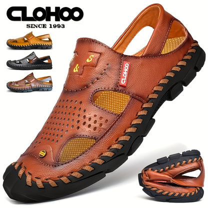 Aldric Voss® Delvaro — men's leather sandal in Sandstone, view 1