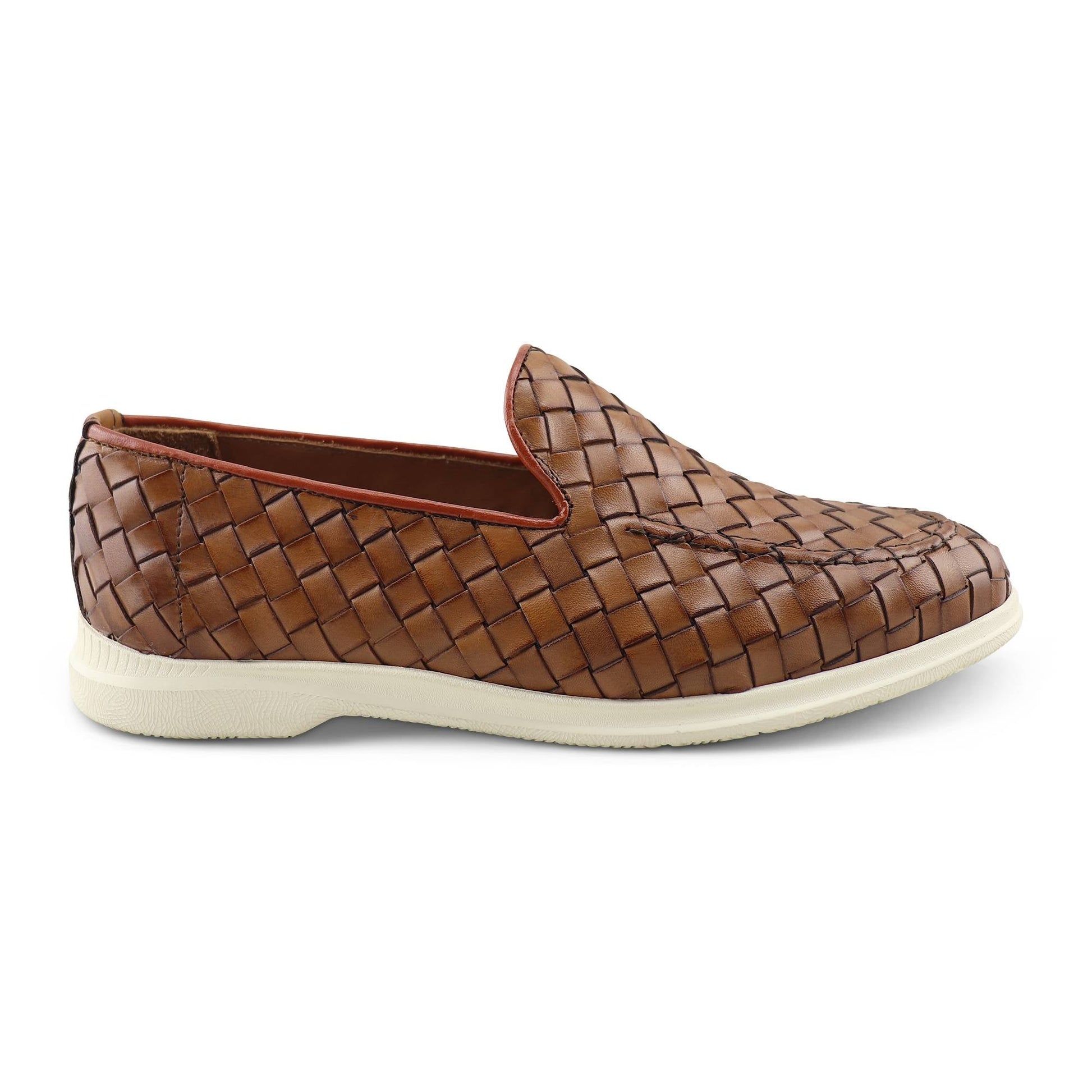 Sorrento Woven Loafer in Cognac, premium leather footwear, product view