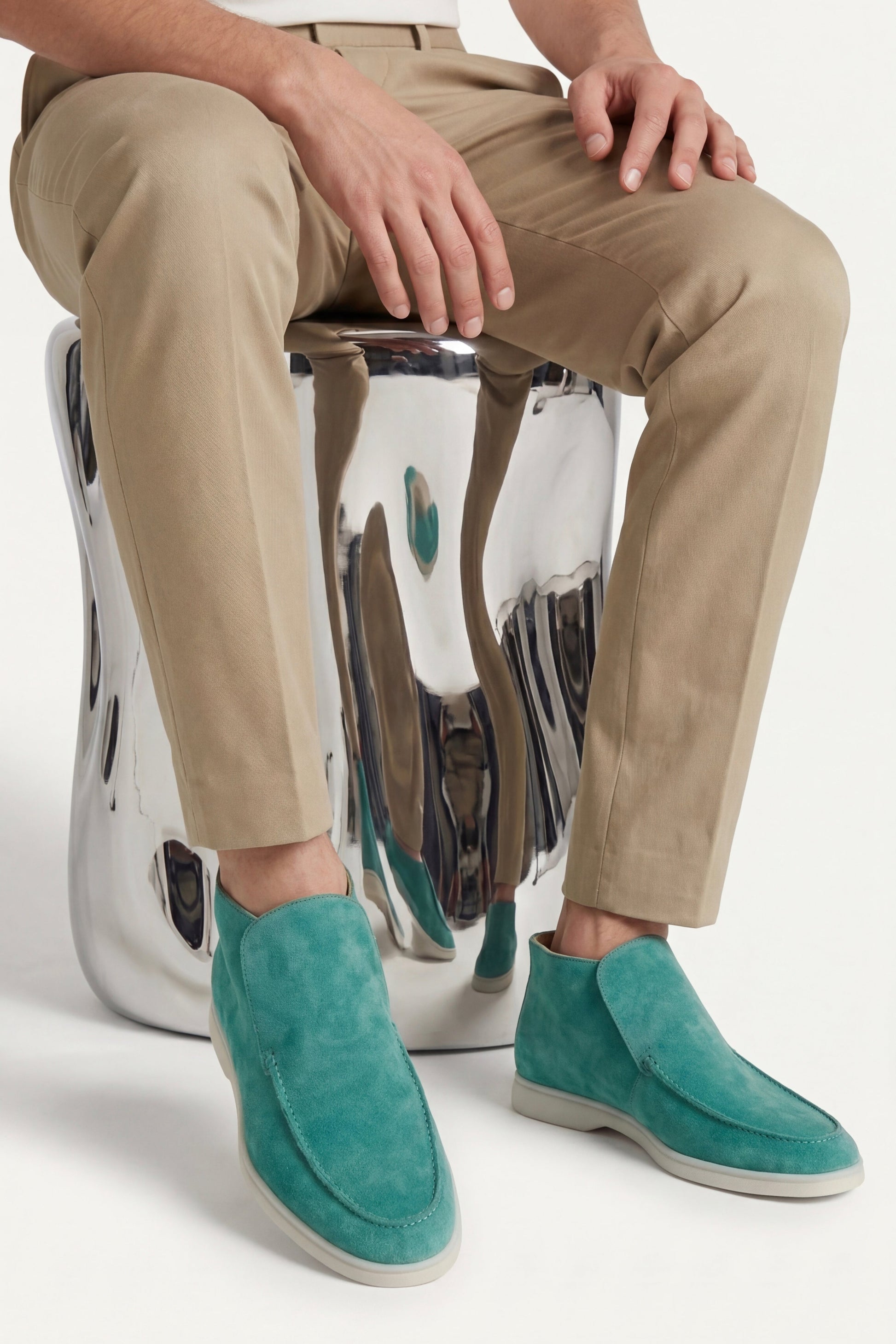 Capri High Top Loafer in Turquoise, premium leather footwear, product view