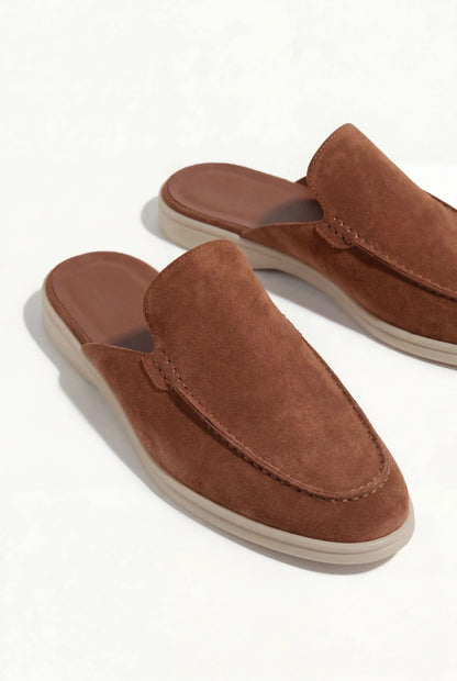 Yacht Mule in Maroon, premium leather footwear, product view
