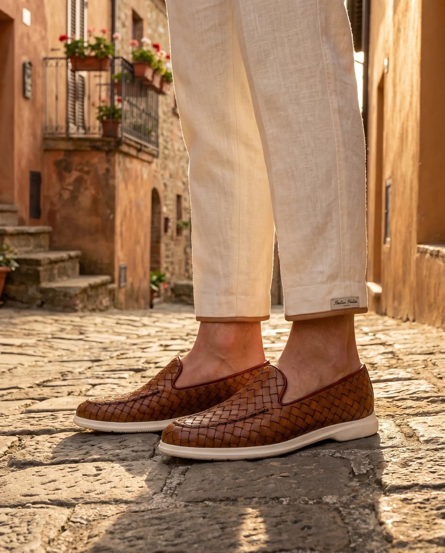 Sorrento Woven Loafer in Cognac, premium leather footwear, product view