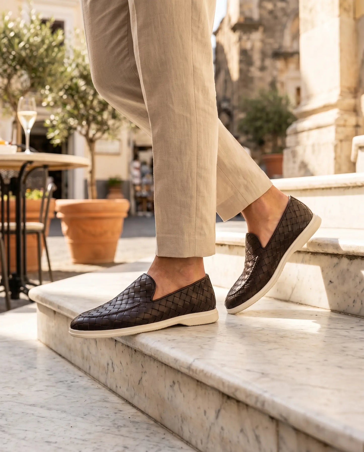 Sorrento Woven Loafer in Mahogany, premium leather footwear, product view