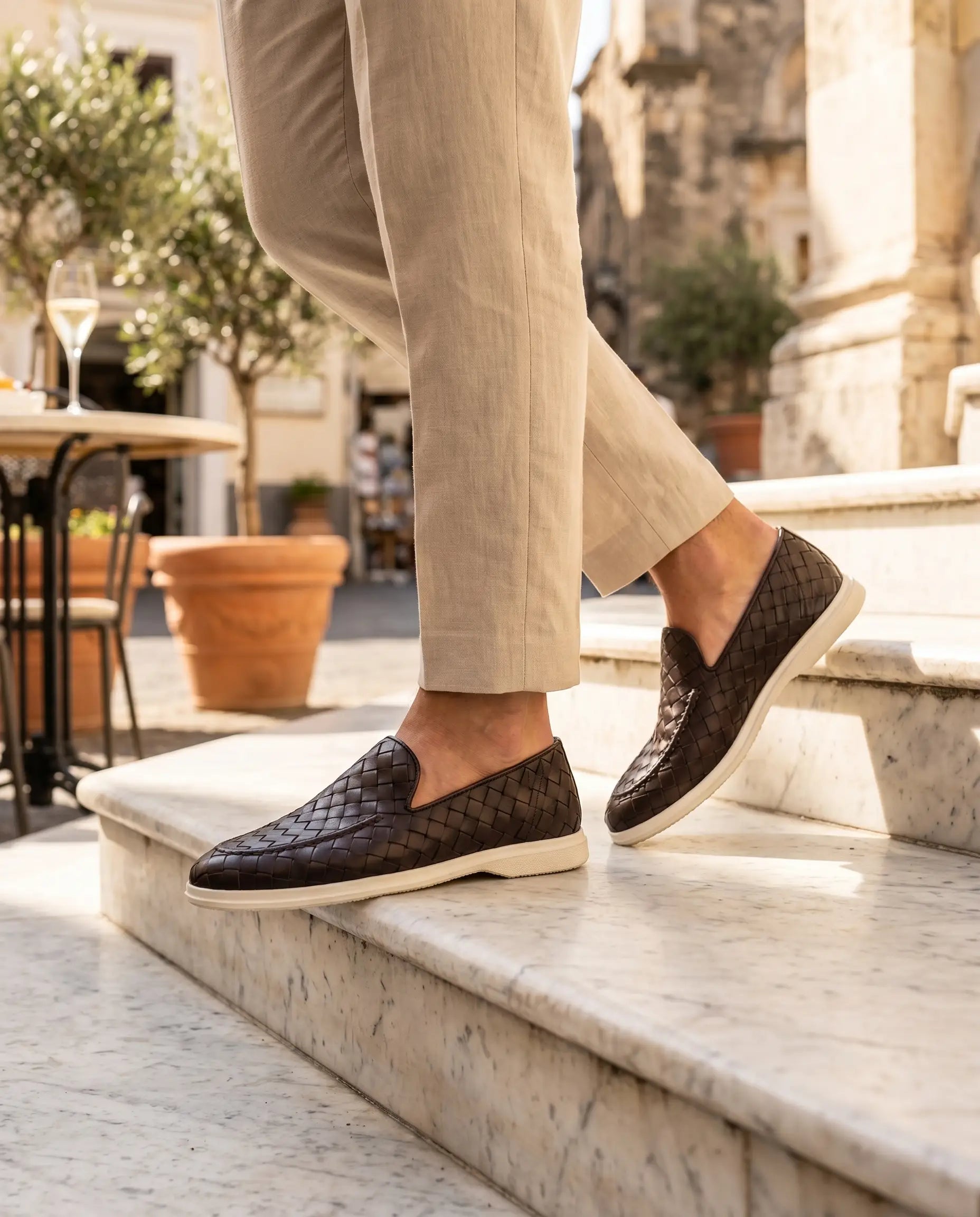 Sorrento Woven Loafer in Mahogany, premium leather footwear, product view
