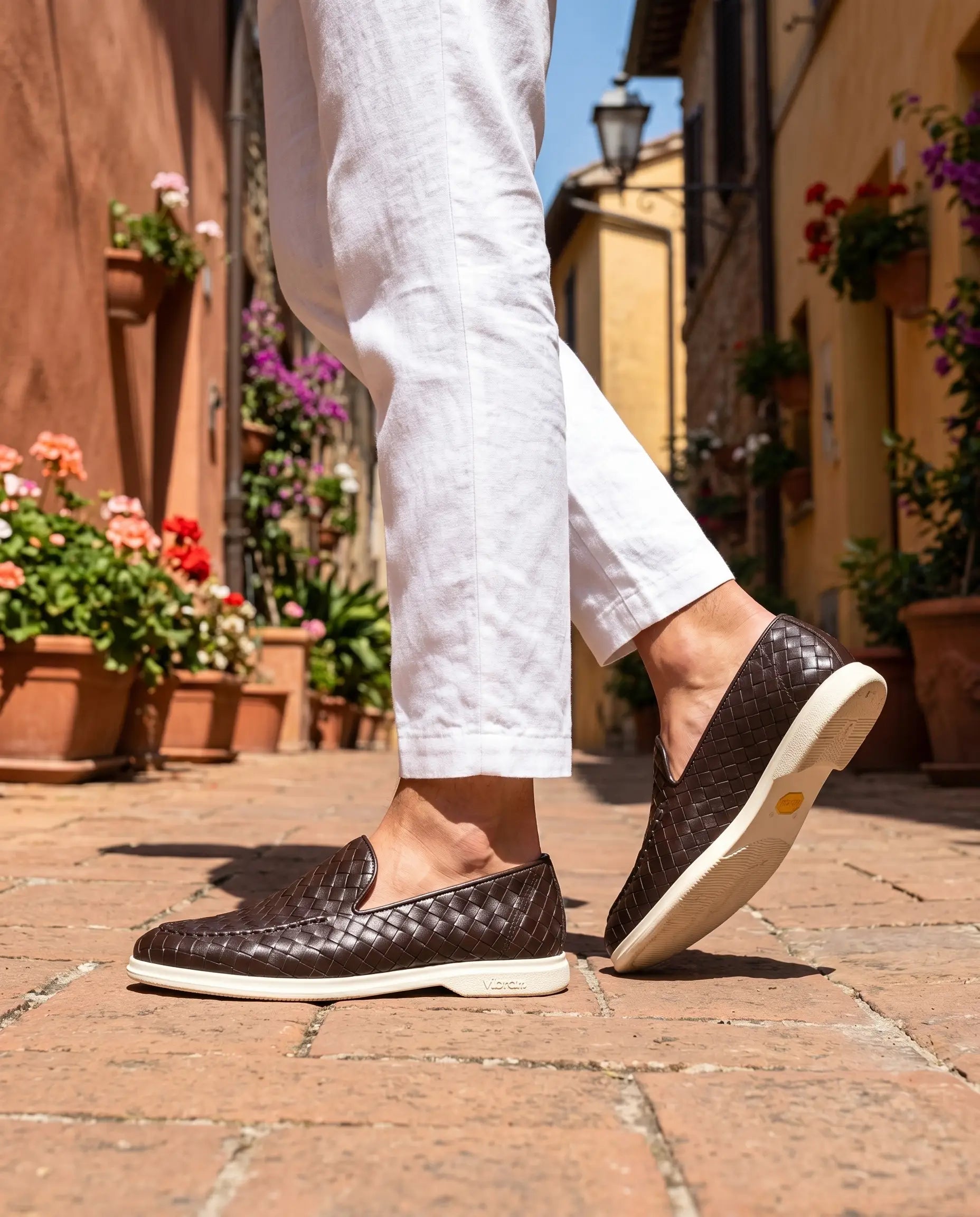Sorrento Woven Loafer in Mahogany, premium leather footwear, product view