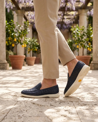 Sorrento Woven Loafer in Azure, premium leather footwear, product view