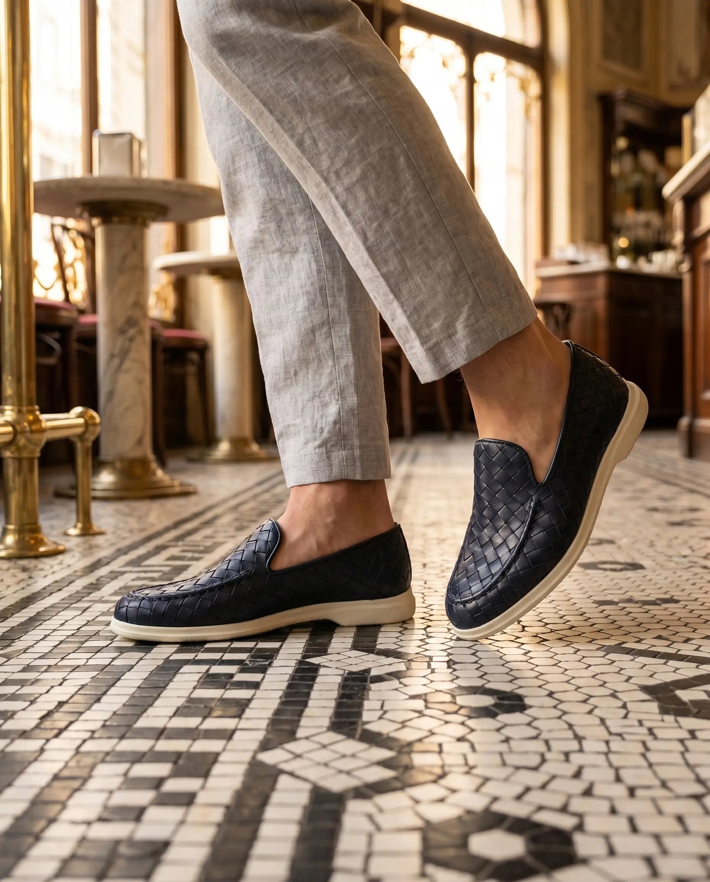 Sorrento Woven Loafer in Azure, premium leather footwear, product view
