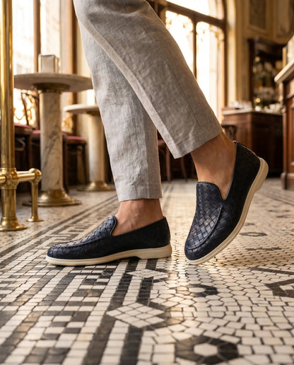 Sorrento Woven Loafer in Azure, premium leather footwear, product view