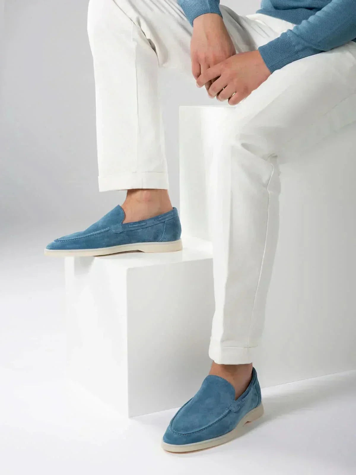 Classic Suède Loafer in Ocean Blue, premium leather footwear, product view